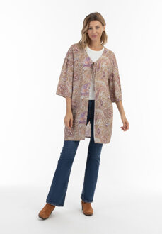 Usha Kimono Dames lila veelkleurig - maat L