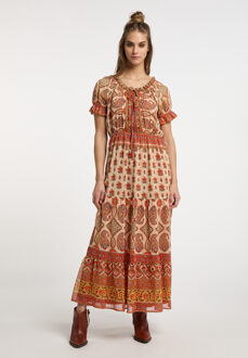 Usha Maxi-jurk met all-over print Dames Oranje Veelkleurig - maat
