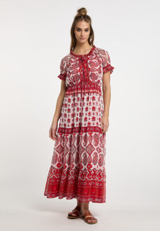 Usha Maxi-jurk met all-over print Dames Rood Veelkleurig
