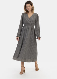 Usha Maxi-jurk met all-over print nowles Dames zwart/beige - maat Zwart en Gebroken Wit