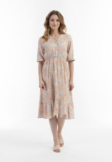 Usha midi-jurk Dames Blauw Veelkleurig - maat