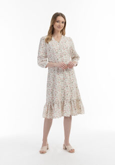 Usha midi-jurk met bloemenprint van usha Gebroken wit