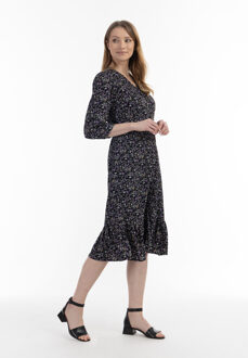 Usha midi-jurk met bloemenprint van usha Zwart - L