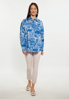 Usha Overhemd Dames Blauw wol wit - maat