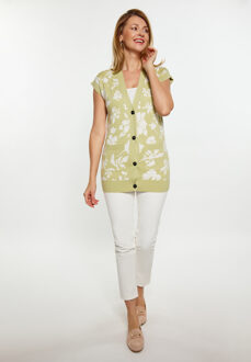 Usha Slipover Dames Lichtgroen gebroken wit - maat XL Licht Groen