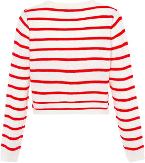 Usha Vest Dames GEBROKEN WITTE RODE STREPEN - maat XL/2XL