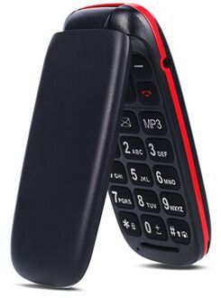 Ushining Gratis Mobiele Telefoon Senior Mobiele Telefoon Grote Toetsen Flip 1.8 Inch Scherm (Dual Sim, Camera, bluetooth, MP3 Speler)-Rood English keyboard / zwart