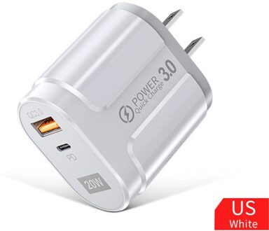 Uslion 20W Usb Pd Quick Charger QC3.0 Usb Snel Opladen Voor Iphone Xiaomi Samsung De Telefoon Mobiele Usb Lading adapter Eu Us Plug wit US plug