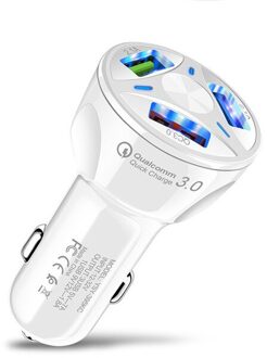 Uslion 4 Poorten Usb Auto Lading 7A 48W Quick Mini Snel Opladen Voor Iphone 11 Xiaomi Huawei Mobiele Telefoon charger Adapter In Auto 3 port wit