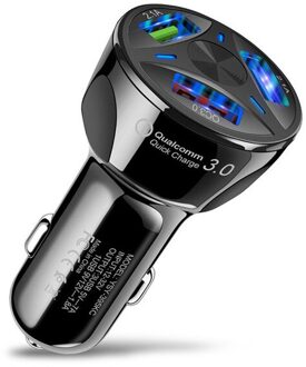 Uslion 4 Poorten Usb Auto Lading 7A 48W Quick Mini Snel Opladen Voor Iphone 11 Xiaomi Huawei Mobiele Telefoon charger Adapter In Auto 3 port zwart