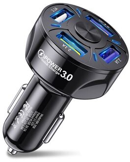 Uslion 4 Poorten Usb Auto Lading 7A 48W Quick Mini Snel Opladen Voor Iphone 11 Xiaomi Huawei Mobiele Telefoon charger Adapter In Auto 4 port zwart