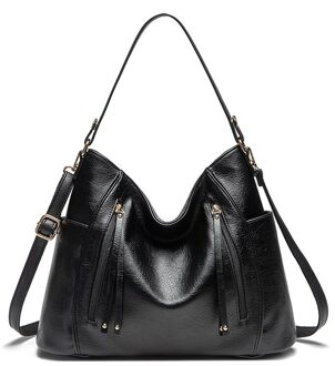 Usoul Handtassen Vrouwen Schouder Crossbody Tassen Vrouwelijke Casual Totes Pu Lederen Dames Luxe Hobo Messenger Bag zwart
