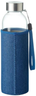 Utah denim look glazen 500ml fles Blauw - One size