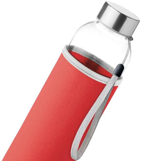 Utah glazen 500ml waterfles Rood - One size