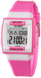 Uthai CQ116 Kinderen Student Waterdichte Digitale Horloge Mode Kleurrijke Stopwatch Wekker Multifunctionele Digitale Horloge roze