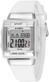 Uthai CQ116 Kinderen Student Waterdichte Digitale Horloge Mode Kleurrijke Stopwatch Wekker Multifunctionele Digitale Horloge wit