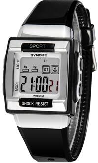 Uthai CQ116 Kinderen Student Waterdichte Digitale Horloge Mode Kleurrijke Stopwatch Wekker Multifunctionele Digitale Horloge zwart