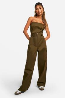 Utility Bandeau Jumpsuit Met Ceintuur, Khaki - 42