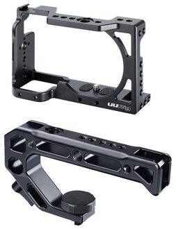 UURig Camera Kooi voor Sony A6400 Vlog Behuizing Kooi Handvat Video Rig Met Houten Handgreep/Arri Metalen Top Handvat VS SmallRig Kooi cage add metal grip