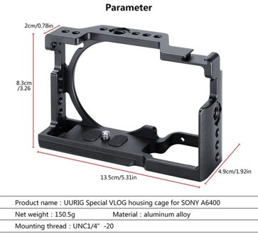 UURig Camera Kooi voor Sony A6400 Vlog Behuizing Kooi Handvat Video Rig Met Houten Handgreep/Arri Metalen Top Handvat VS SmallRig Kooi enkel en alleen cage
