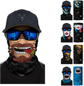 Uv-bescherming Sjaal Mannen Vrouwen Vissen Maskers Fietsen Skiën Bandana Neck Gaiter 3d Schedel Dier Wolf Gezicht Shield Sjaal Balaclava 2838