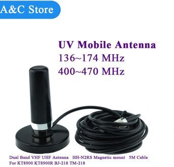 UV dual band 144/433 mhz Mobiele Voertuig Radio Antenne HH-N2RS magnetische mount & 5 M kabel voor KT8900 KT8900R BJ-218 TM-218 UV-25HX