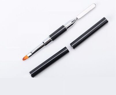 Uv Poly Gel Nail Brush Dual-Ended Slice Vorm Nylon Haar Platte Pusher Voor Nail Tips Uitbreiding Gel Tips building Nail Art Tool 1stk