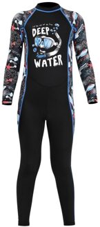 UV Protection Warm One-piece Long Sleeves Swimwearym Kids Girls Boys Diving Suit Wetsuit Children For Keep zwart / l