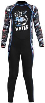 UV Protection Warm One-piece Long Sleeves Swimwearym Kids Girls Boys Diving Suit Wetsuit Children For Keep zwart / S