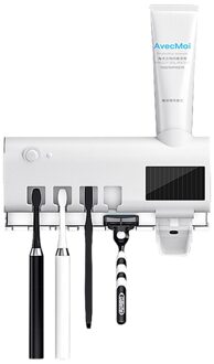 Uv Tandenborstel Houder Solar Power Automatische Sterilisator Lading Tandpasta Dispensers Thuis Badkamer Accessoires wit