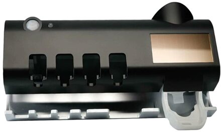 Uv Tandenborstel Ontsmettingsmiddel Holder Wall Mounted Tandenborstel Schoonmaken Opbergdoos Badkamer Tandpasta Dispenser Houder zwart