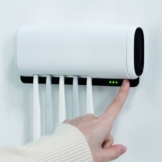 Uv Tandenborstelhouder Sanitizer Badkamer Tandenborstel Opbergdoos Multifunctionele Opslag Houder Houdt 5 Tandenborstels wit