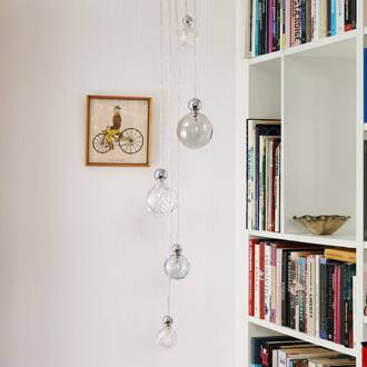 Uva M Hangende bal zilver helder swirl zilver, helder