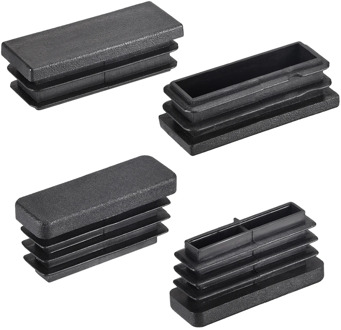 uxcell 10/20pcs Tubing End Cap 38x13-80x20mm Rectangle PP Steel Furniture Pipe Tube Cover Insert Black Easy Installation