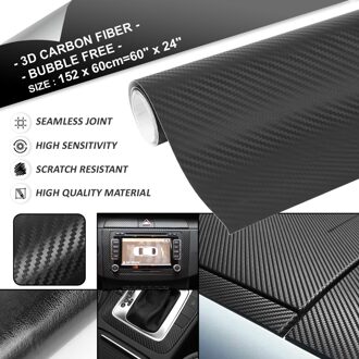 Uxcell 3D 4D 5D 6D Koolstofvezel Bubble Gratis Rekbaar Auto Vinyl Film Sticker 152x60 cm/100 cm x 50 cm/152 cm x 30 cm/300x50 cm 3D 152cm x 60cm