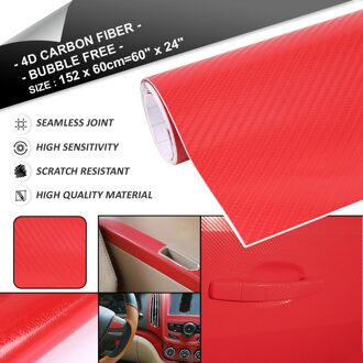 Uxcell 3D 4D 5D 6D Koolstofvezel Bubble Gratis Rekbaar Auto Vinyl Film Sticker 152x60 cm/100 cm x 50 cm/152 cm x 30 cm/300x50 cm 4D 152cm x 60cm