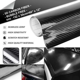 Uxcell 3D 4D 5D 6D Koolstofvezel Bubble Gratis Rekbaar Auto Vinyl Film Sticker 152x60 cm/100 cm x 50 cm/152 cm x 30 cm/300x50 cm 5D 152cm x 30cm