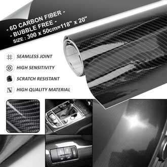 Uxcell 3D 4D 5D 6D Koolstofvezel Bubble Gratis Rekbaar Auto Vinyl Film Sticker 152x60 cm/100 cm x 50 cm/152 cm x 30 cm/300x50 cm 6D 300cm x 50cm