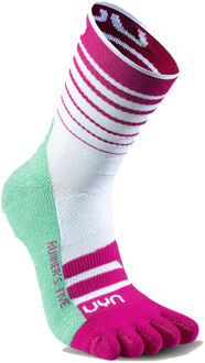 UYN Runner's Five Hardloopsokken Dames-Wit,Groen - 41-42
