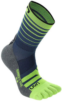 UYN Runner's Five Hardloopsokken Heren-Blauw,Geel - 39-41,45-47