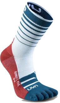 UYN Runner's Five Hardloopsokken Heren-Wit,Blauw - 45-47