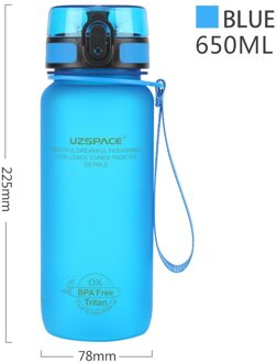 Uzspace Sport Water Fles 650ml-1l Eco Friendly & Bpa-vrij Plastic-Snelle Waterstroom, flip Top Opent Met Een Klik-Herbruikbare Blauw