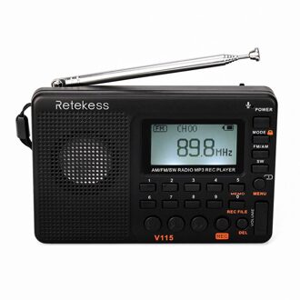 V-115 Draagbare Radio Volledige Band Radio Recorder Fm Am MP3 Afspelen Ondersteuning Plug Tf 3.5 Mm Aux Input Verstelbare Lcd backlight