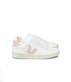 V-12 sneaker van leer met suède details Beige - 40