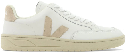 V-12 sneaker van leer met suède details Beige - 41