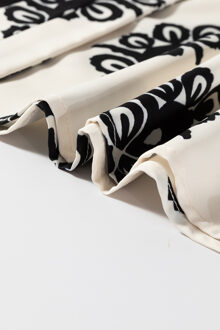 V-hals Bloemmotief Blouse Ivoor