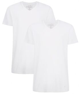 V-Hals Extra Lang Heren Bamboe T-shirt Velo – 2-pack – Wit - XXL