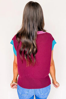 V-hals Gebreide Sweatervest - maat XL Donkerrood