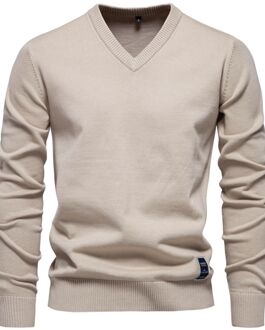 V-hals Gebreide Trui - maat XL Beige