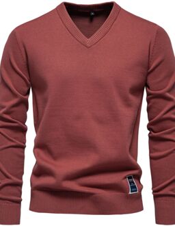 V-hals Gebreide Trui - maat XL Bruin